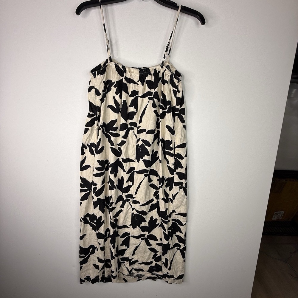 A New Day Women's Linen Blend Sun Dress Strap Black And Tan Pockets XS - Picture 7 of 7